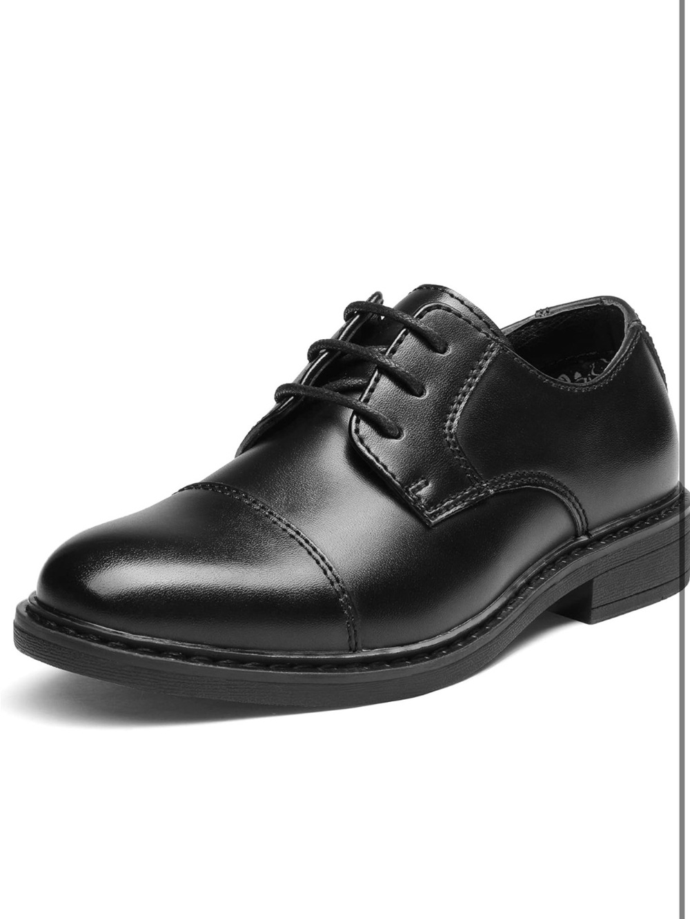 Boys' Black Leather Lace-Up Dress Shoes
